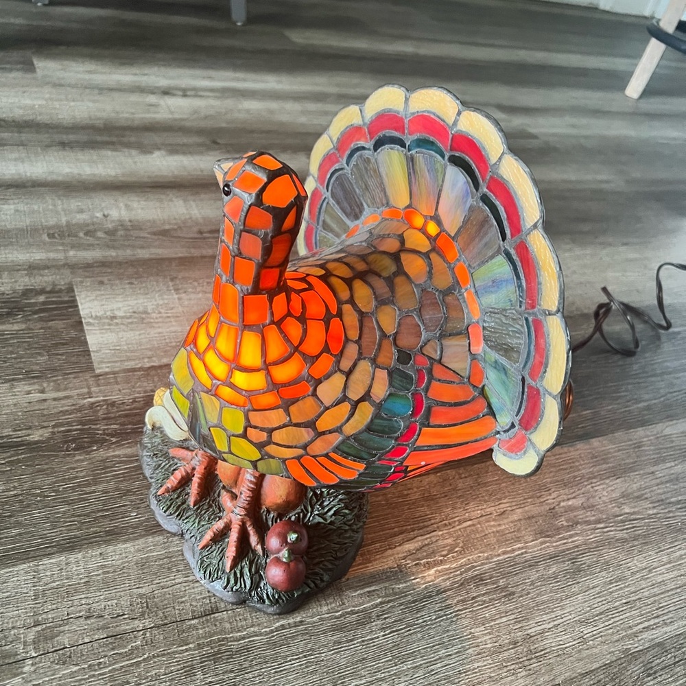 Colorful Stained Glass Turkey Lamp